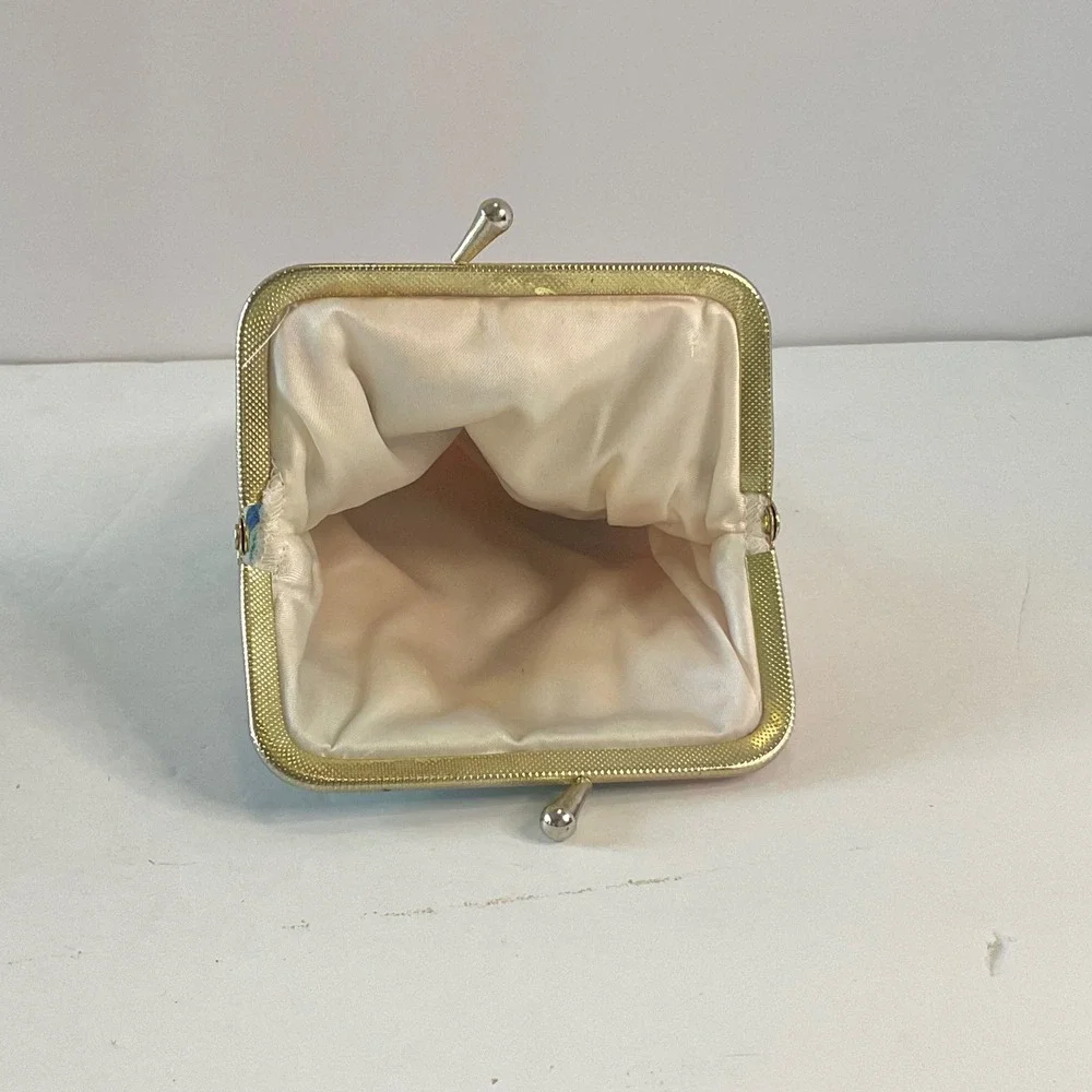Vintage Quilted Floral Eyeglass Case Kiss Lock‎ Clasp Pouch Pink Blue Purple